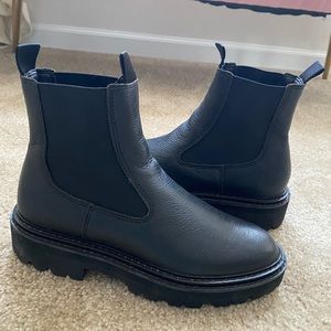 Dolce Vita Moana Pull On Black Leather Combat Boots